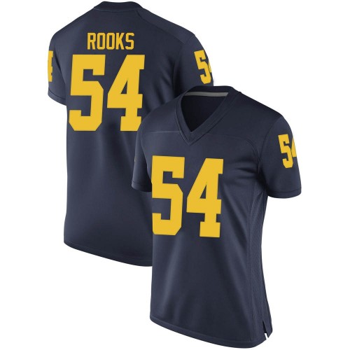 George Rooks Michigan Wolverines Women's NCAA #54 Navy Game Brand Jordan College Stitched Football Jersey OZO6254DH
